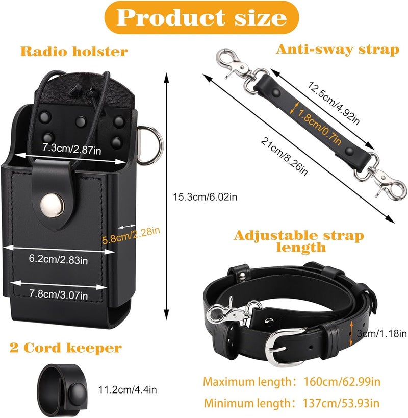 abcGoodefg Leather Radio Holster Set, Firefighter Radio Strap and Holder, Anti-sway Strap, Compatible with Motorola APX Series - for Firefighters, EMT, Police (Black) - Image 3